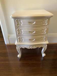 1 x French Provincial Style white bedside table