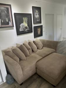 Large duck feather and foam couch w/ottoman