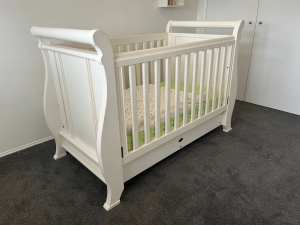 Boori Country Baby / Toddler Cot White with mattress