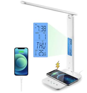 Fast Wireless Charger, Clock, Alarm, Date, and Temperature on LED Desk