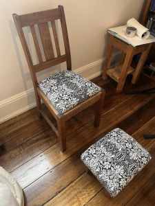 Blackwood occasional chair with matching footstool
