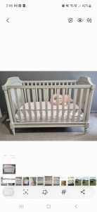 Pottery Barn Blythe Cot and Dresser. GREY colour 