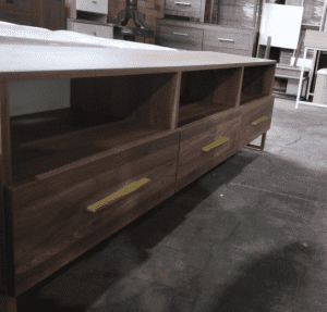 WAREHOUSE SALE! SHAAN WALNUT AND GOLD TV UNIT! FOR ONLY $219.