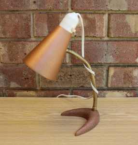 Vintage Retro Copper Gooseneck Boomerang Base Table Lamp