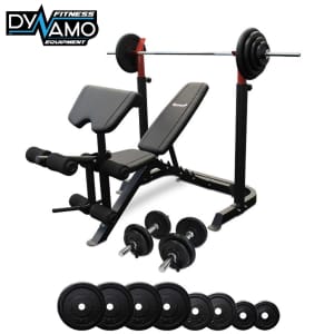 Bench Press with Adjustable Bench & 75kg Barbell Set Brand New In Box