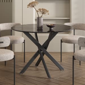 Black Marble Round Dining Table