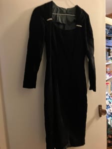 Black velvet 3/4 length evening dress size 38