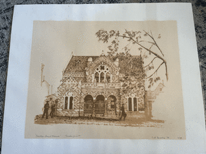 Gil Brooks Carlton Court House Original Screen Print for sale