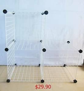 New Black/White/Gray Stacking Wire Cube Storage Rack