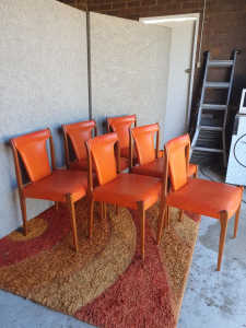 mid century retro teak dining chairs X6