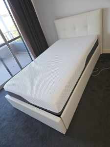 Single bed with pull out drawer & medium firm mattress