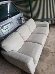 3 Seater Couch Good Condition White Leather