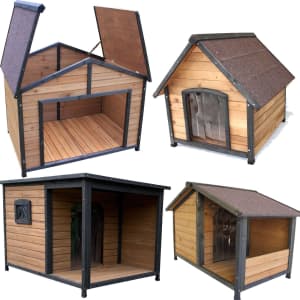 Wooden Kennel Pet Puppy Dog House Log Timber Home Indoor Outdoor