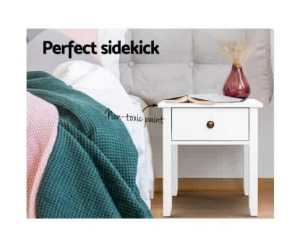 Assembled 1 Draw Bedside Table in White