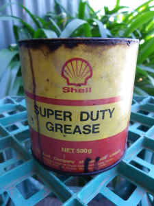 OLD SHELL 500 GRAM SUPER DUTY GREASE TIN GARAGENALIA / PETROLNALIA