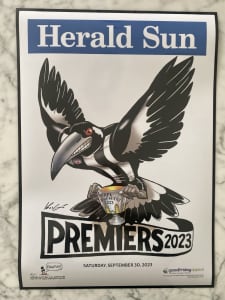 2023 AFL Premiers Magpies Poster - Laminated - Perfect Condition