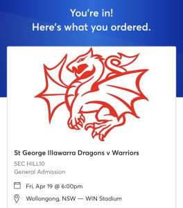 NRL Rd 7- Dragons vs NZ Warriors x4