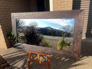 Wall Mirror Dark Stained Recycled Baltic Pine Frame 152x84cm
