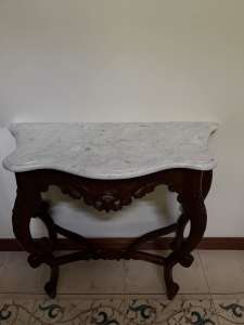 Mahogany hall table with marble top
