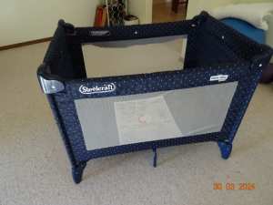 Steelcraft Travel Cot with Bassinett insert and Bedding
