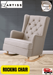 Rocking Armchair Feeding Chair Linen Beige (Brand New)