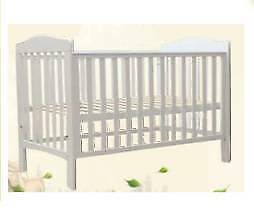 New Solid Wood Baby Toddler Cot Bed Roma White
