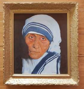 Vintage 20th Century original painting of Saint Mother Theresa