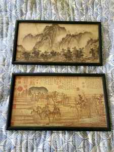 Vintage framed prints of ancient Chinese scrolls- $45 each