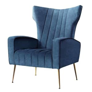 Navy Blue Artiss  Accent Chairs Armchairs Chair Velvet Sofa