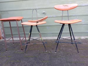 3 retro metal designer bar stools