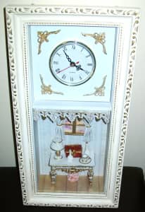 LOVELY VINTAGE SHADOW BOX w/clock (not working) 40x20xm