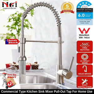COMMERCIAL STYLE HOME KITCHEN SINK PULL-OUT TAP SINGLE DOUBLE BOWL