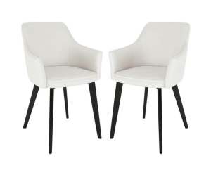 White fabric dining chairs