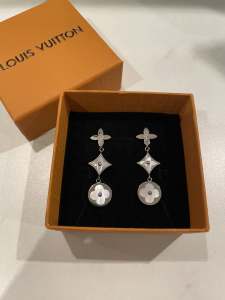 Louis Vuitton LV style silver with Mother of Pearl earrings