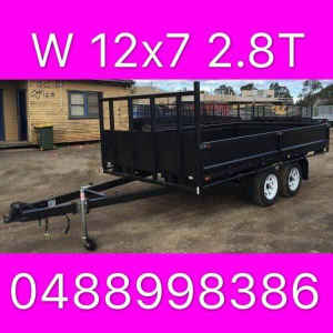 12x7 tandem trailer table top flattop trailer side walls 2800kgs