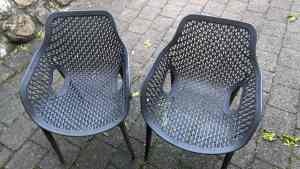 2 X black outdoor chairs