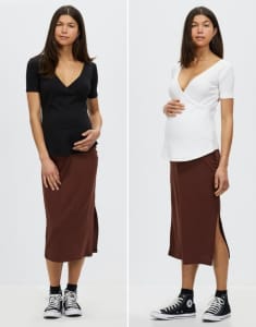 BNWT Missguided Maternity Maternity Rib Wrap Top 2-Pack Size 14