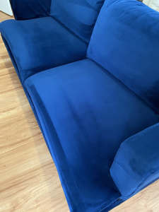 2 seater sofa couch blue velvet