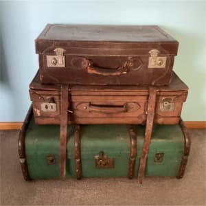 Vintage Leather Suitcases & Trunk