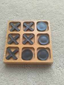 naughts and crosses - unique, wooden base, vintage