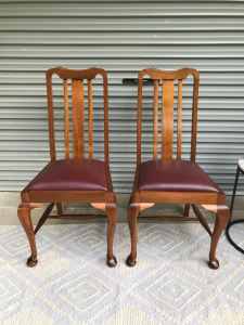 Pair of restored vintage Queen Anne dining chairs