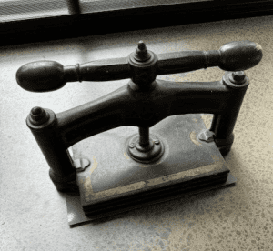 Cast iron book binding press