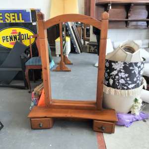 Extra Large vintage timber dressing table mirror with drawers. 