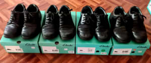Clarks Black Daytona School Shoes - 4 pairs (sizes 4.5F,3.5E,3.5F,3F)