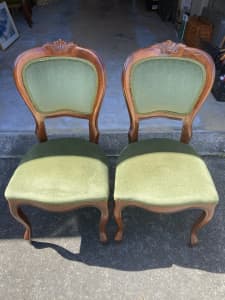 2 x c1870 English ash parlour or dining chairs.