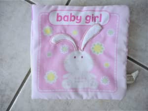 Baby Girl soft cloth book Laila Hills Pink w animal theme bunny