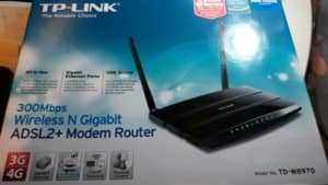 NEW TP-Link 300Mbps Wireless N Gigabit, ADSL2 Modem Router TD-W8970