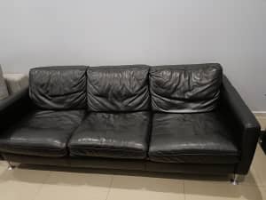 Premium two 3 seater leather sofa