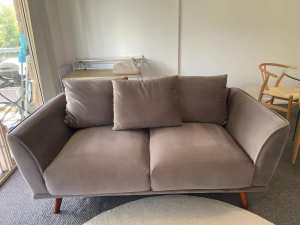 Oz Furniture Vienna 2 Seater-Velvet Grey