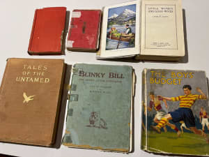 Six old vintage books in reasonable condition dated 1930's and 1940's